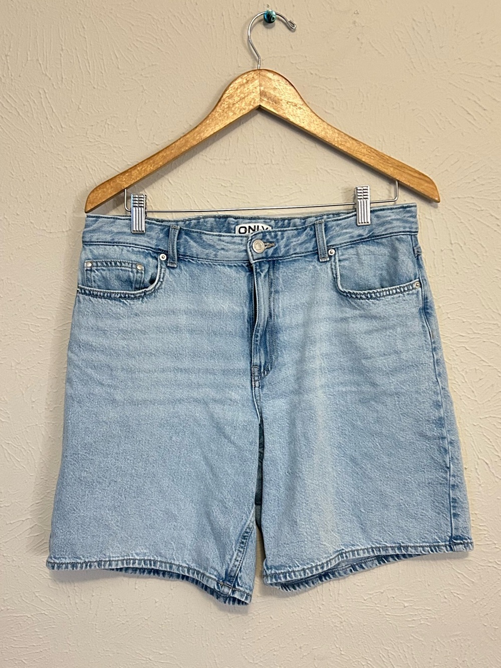 Only Mid Rise Loose Fit Denim Shorts Bermuda Jorts 8